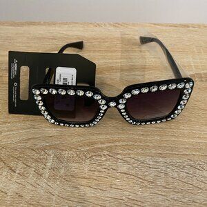 Torrid Oversized Black  Sunglasses w Rhinestone Detailing and Smoke lens NWT